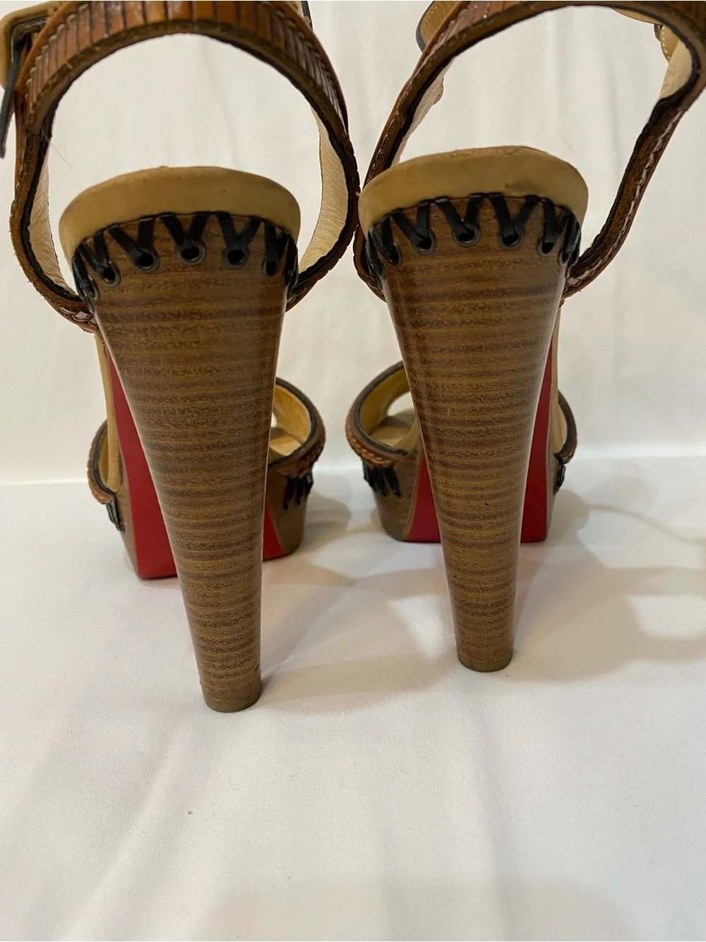 Christian Louboutin Trepi High 140 Tan Leather Platform Sandals Women’s Size 40 - Picture 7 of 12